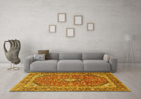 Machine Washable Persian Yellow Traditional Rug, wshtr3922yw