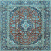 Square Machine Washable Persian Light Blue Traditional Rug, wshtr3922lblu