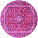 Round Machine Washable Persian Pink Traditional Rug, wshtr3922pnk