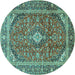 Round Persian Turquoise Traditional Rug, tr3922turq
