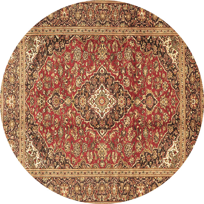 Round Persian Brown Traditional Rug, tr3922brn