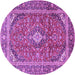 Round Machine Washable Persian Purple Traditional Area Rugs, wshtr3922pur