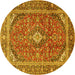 Round Machine Washable Persian Yellow Traditional Rug, wshtr3922yw