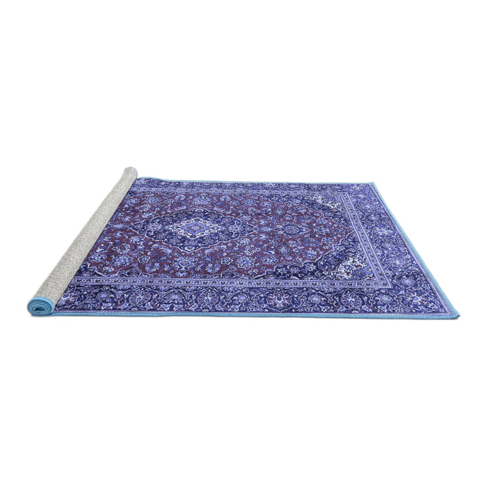 Sideview of Machine Washable Persian Blue Traditional Rug, wshtr3922blu