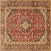 Square Machine Washable Persian Brown Traditional Rug, wshtr3922brn