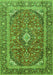 Serging Thickness of Machine Washable Persian Green Traditional Area Rugs, wshtr3922grn