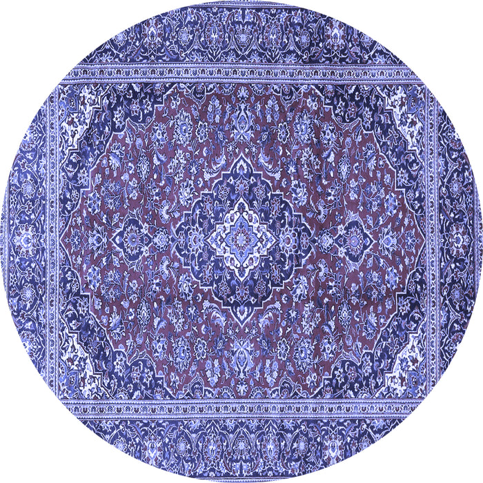 Round Machine Washable Persian Blue Traditional Rug, wshtr3922blu