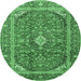Round Persian Emerald Green Traditional Rug, tr3922emgrn