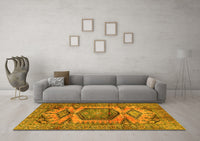 Machine Washable Persian Yellow Traditional Rug, wshtr3923yw