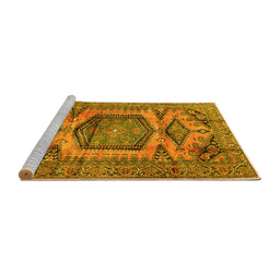 Sideview of Machine Washable Persian Yellow Traditional Rug, wshtr3923yw
