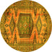 Round Persian Yellow Traditional Rug, tr3923yw