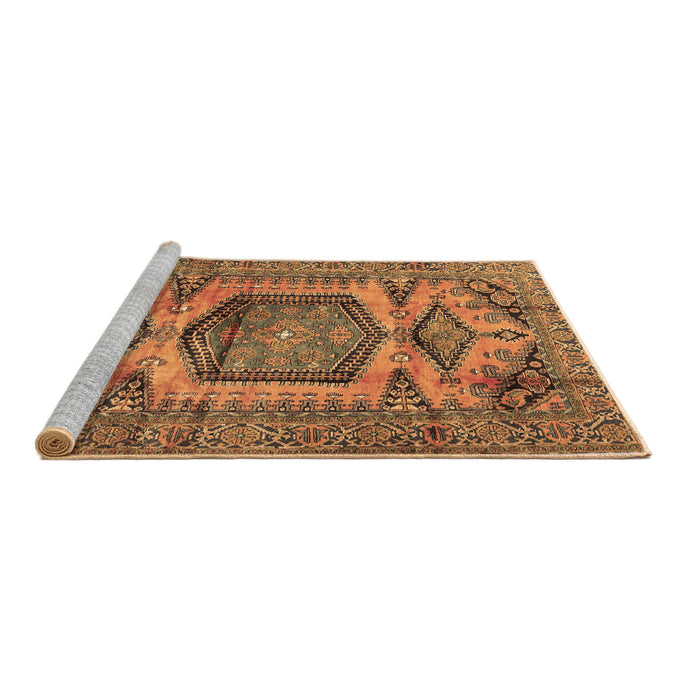 Sideview of Machine Washable Persian Brown Traditional Rug, wshtr3923brn