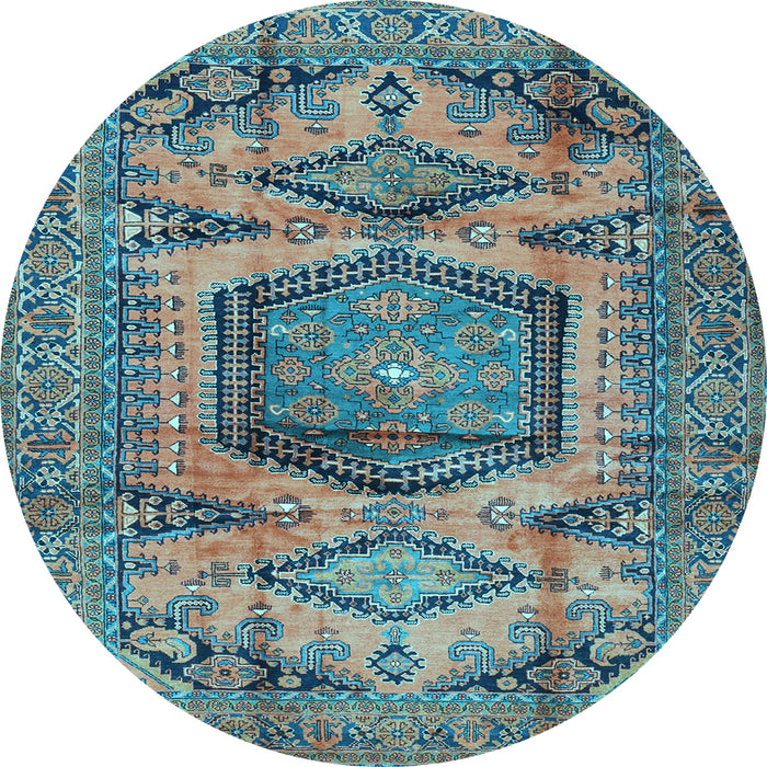 Round Persian Light Blue Traditional Rug, tr3923lblu