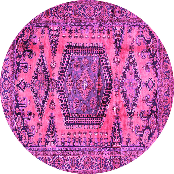 Round Machine Washable Persian Pink Traditional Rug, wshtr3923pnk