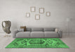 Machine Washable Persian Emerald Green Traditional Area Rugs in a Living Room,, wshtr3923emgrn