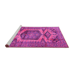 Sideview of Machine Washable Persian Pink Traditional Rug, wshtr3923pnk