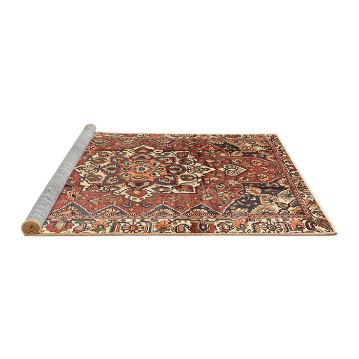 Sideview of Machine Washable Traditional Brown Red Rug, wshtr3924