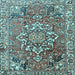 Square Machine Washable Persian Light Blue Traditional Rug, wshtr3924lblu