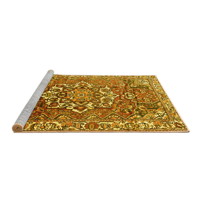 Sideview of Machine Washable Persian Yellow Traditional Rug, wshtr3924yw
