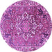 Round Machine Washable Persian Purple Traditional Area Rugs, wshtr3924pur