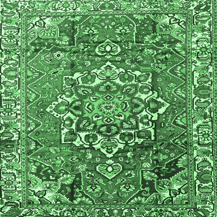Square Persian Emerald Green Traditional Rug, tr3924emgrn