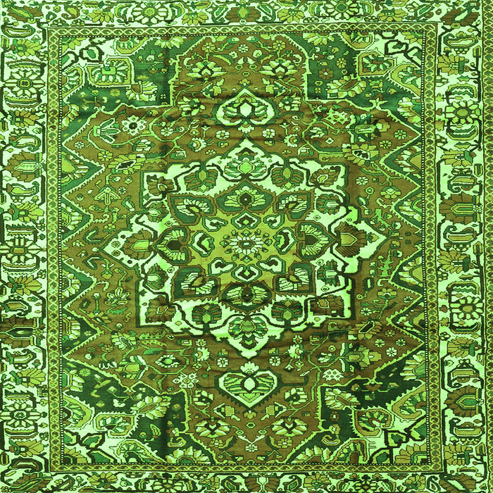 Round Machine Washable Persian Green Traditional Area Rugs, wshtr3924grn