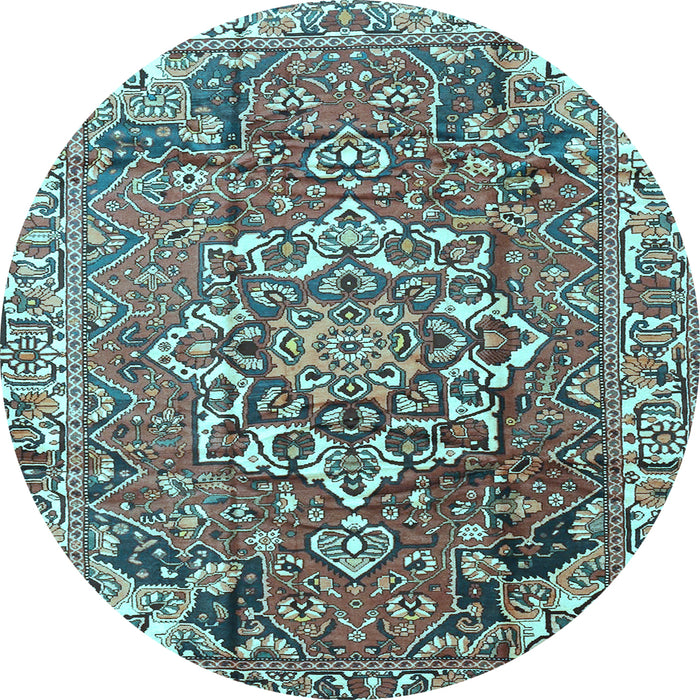 Round Machine Washable Persian Light Blue Traditional Rug, wshtr3924lblu