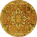 Round Machine Washable Persian Yellow Traditional Rug, wshtr3924yw