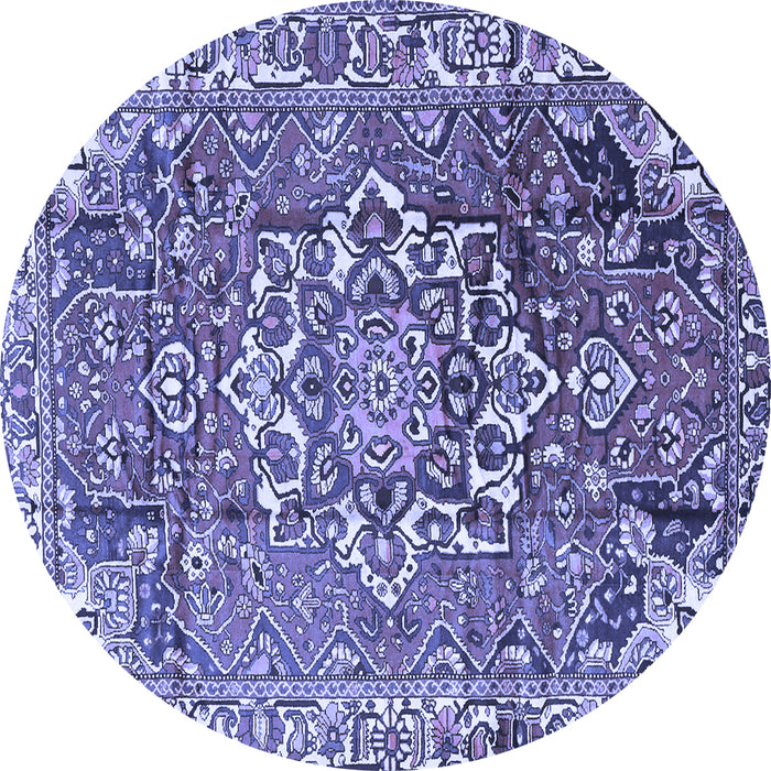 Round Machine Washable Persian Blue Traditional Rug, wshtr3924blu
