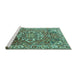 Sideview of Machine Washable Persian Turquoise Traditional Area Rugs, wshtr3924turq