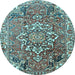 Round Persian Light Blue Traditional Rug, tr3924lblu