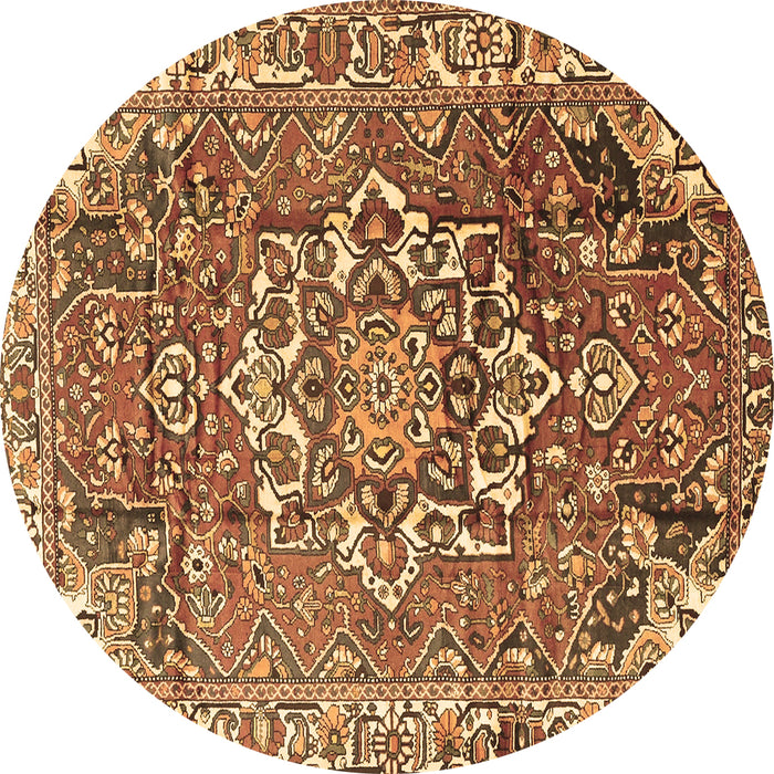 Round Persian Brown Traditional Rug, tr3924brn