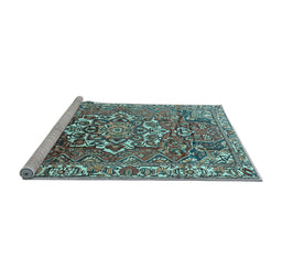 Sideview of Machine Washable Persian Light Blue Traditional Rug, wshtr3924lblu