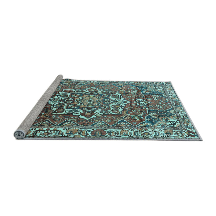 Sideview of Machine Washable Persian Light Blue Traditional Rug, wshtr3924lblu