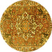Round Persian Yellow Traditional Rug, tr3924yw