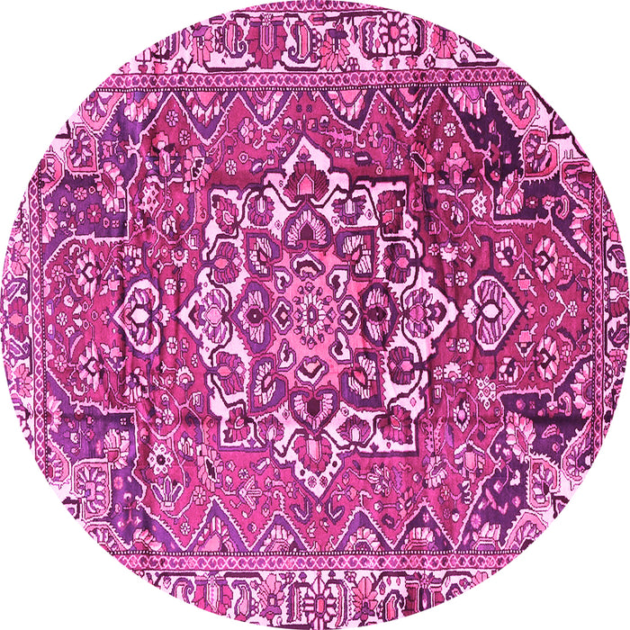 Round Machine Washable Persian Pink Traditional Rug, wshtr3924pnk