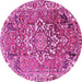 Round Machine Washable Persian Pink Traditional Rug, wshtr3924pnk