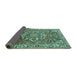 Sideview of Persian Turquoise Traditional Rug, tr3924turq
