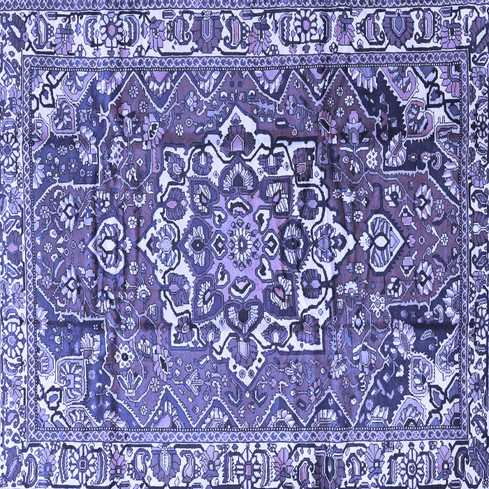 Square Machine Washable Persian Blue Traditional Rug, wshtr3924blu