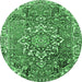 Round Persian Emerald Green Traditional Rug, tr3924emgrn