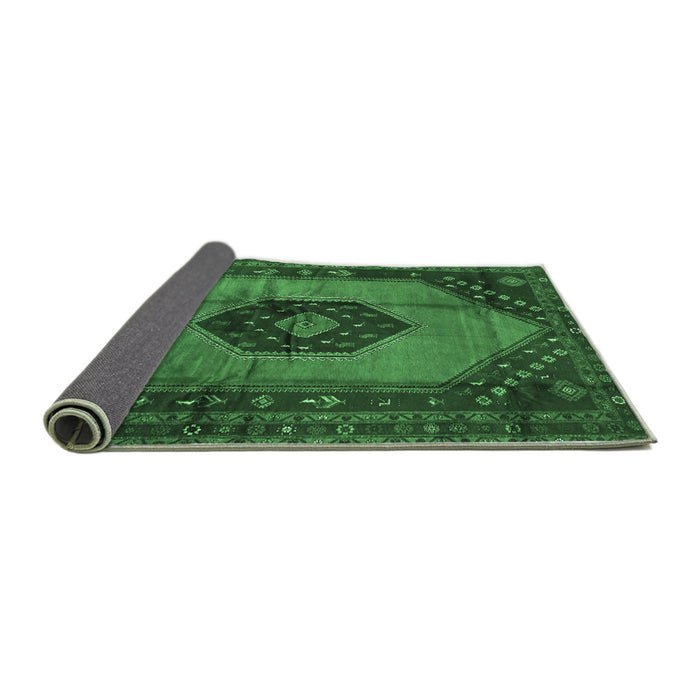 Sideview of Medallion Emerald Green Traditional Rug, tr3925emgrn