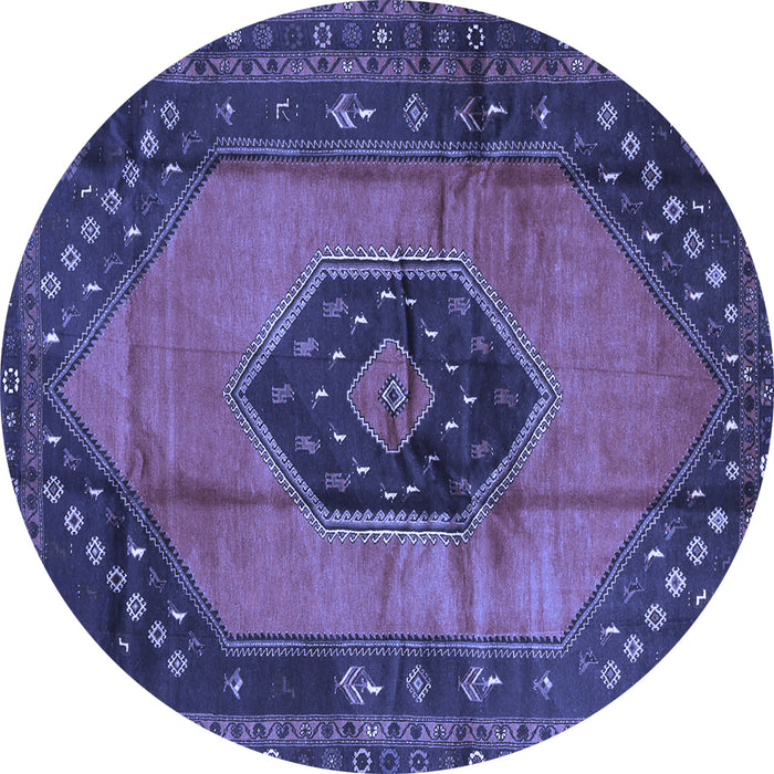 Round Medallion Blue Traditional Rug, tr3925blu