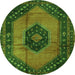 Machine Washable Medallion Green Traditional Area Rugs, wshtr3925grn