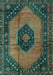 Medallion Turquoise Traditional Rug, tr3925turq