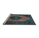 Sideview of Machine Washable Medallion Light Blue Traditional Rug, wshtr3925lblu