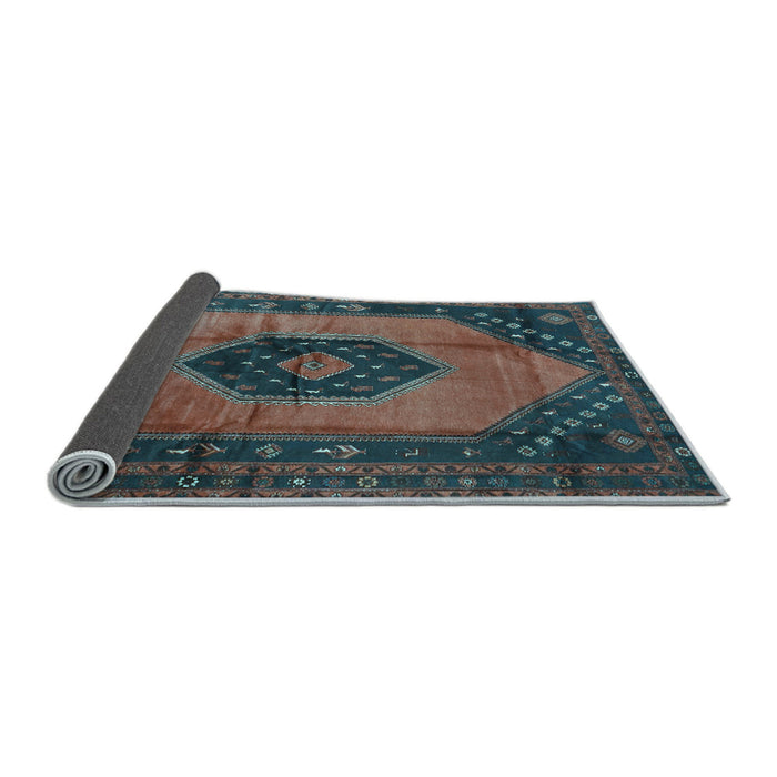Sideview of Medallion Light Blue Traditional Rug, tr3925lblu