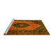 Sideview of Machine Washable Medallion Yellow Traditional Rug, wshtr3925yw