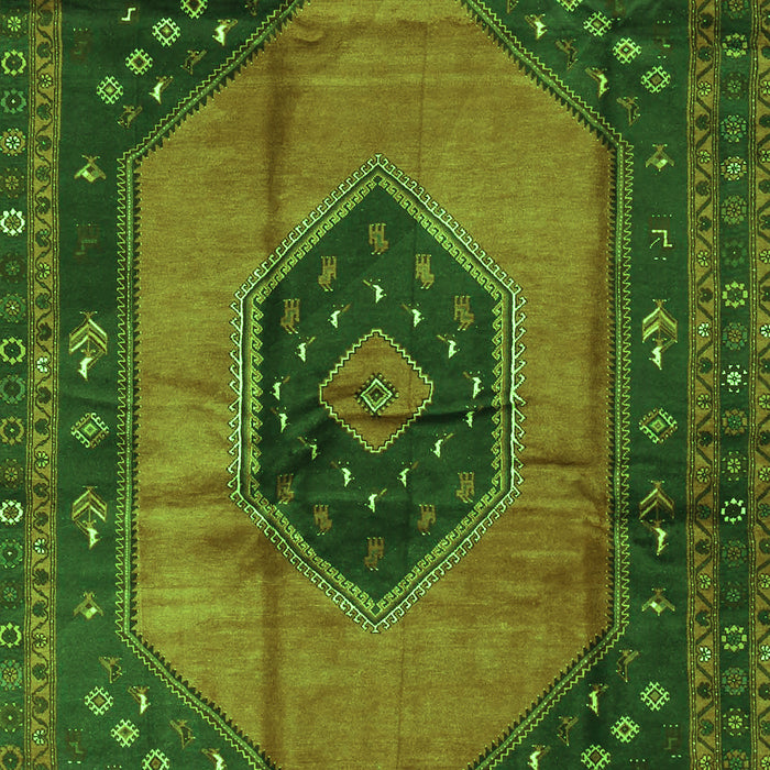 Serging Thickness of Machine Washable Medallion Green Traditional Area Rugs, wshtr3925grn