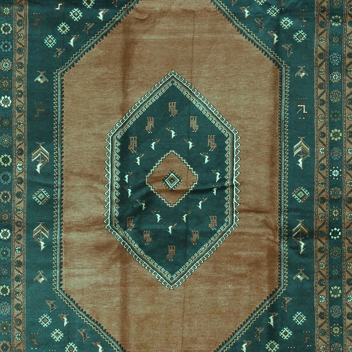 Machine Washable Medallion Turquoise Traditional Area Rugs, wshtr3925turq