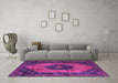 Machine Washable Medallion Purple Traditional Area Rugs in a Living Room, wshtr3925pur